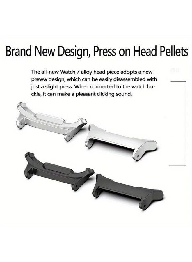 Metal Connectors For Samsung Galaxy Watch 7 Ultra 47mm Band Silvery Black Quick Fit Adapter - Image 3